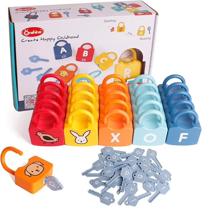 Dinhon ABC Learning Lock Educational Letter Combination-with 26 Locks, 26 Keys Montessori Prescho... | Amazon (US)
