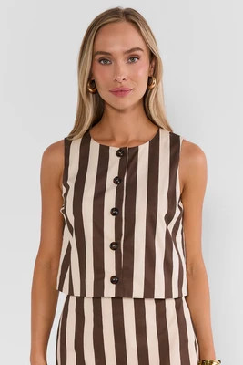 Brown Striped Button Up Top | Avara