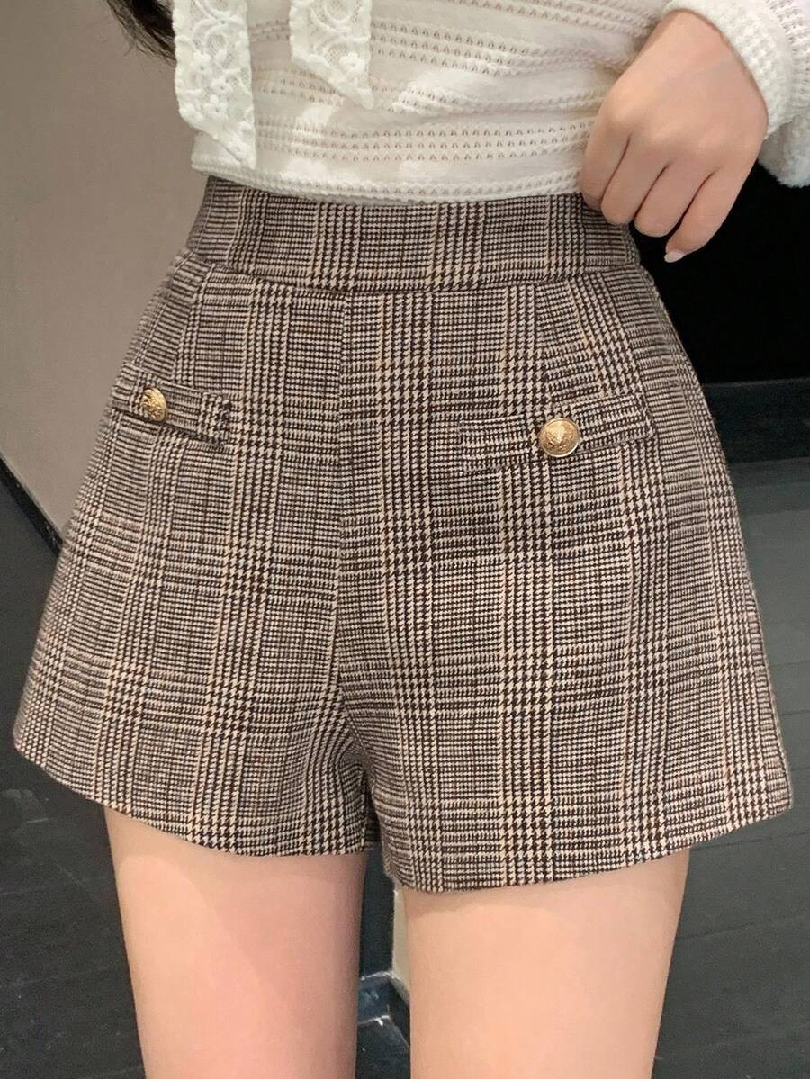 DAZY Women's Elegant Patterned Shorts, Autumn | SHEIN