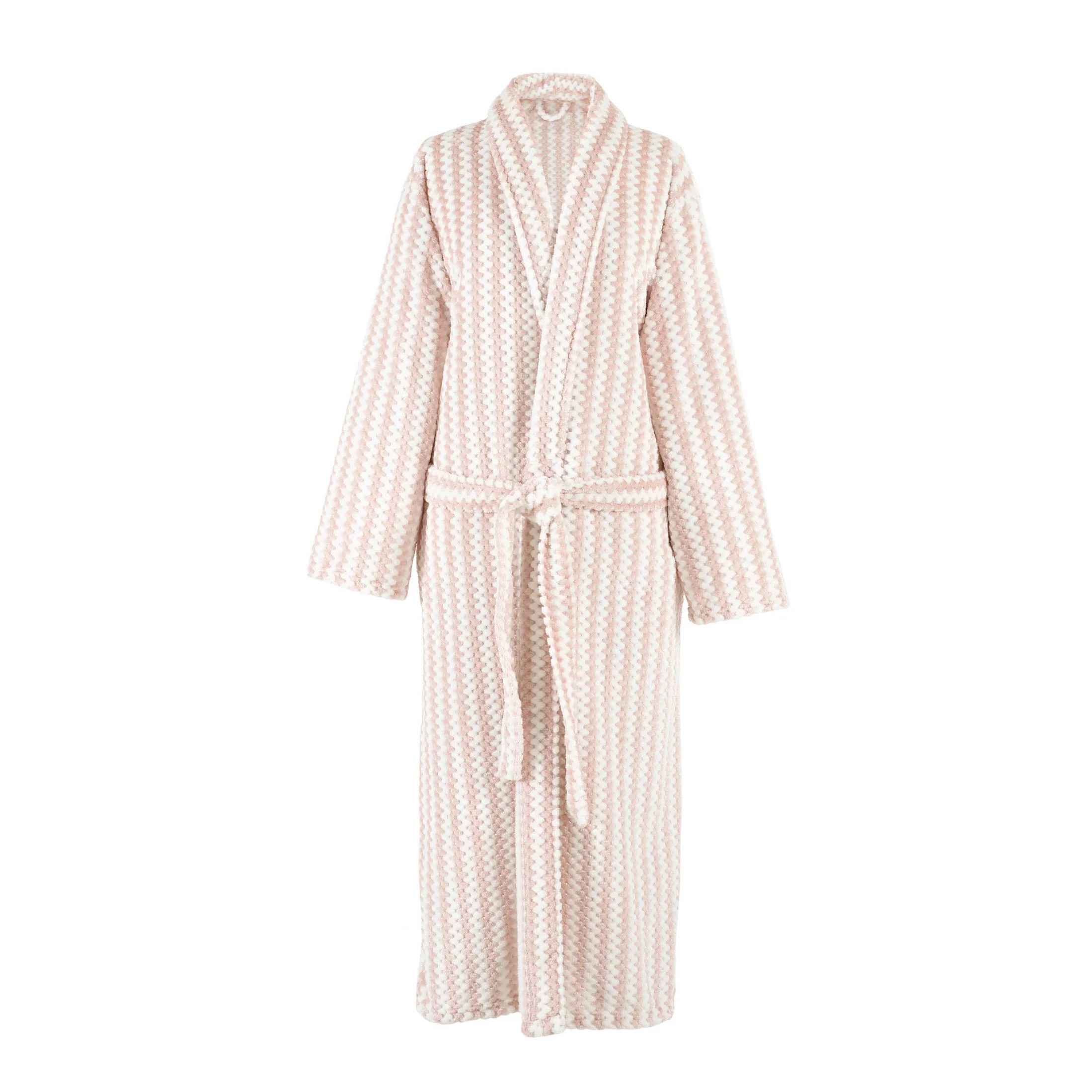 Bubble Stripe Fleece Slipper Pink Robe | Annie Selke