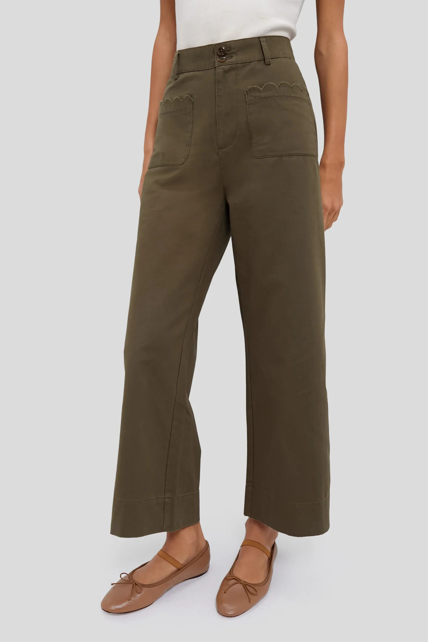 Army Green Wide Leg Chino Davis Pant | Tuckernuck (US)
