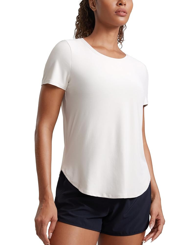 CRZ YOGA Cloudweight Workout Tops for Women Lightweight Athletic Short Sleeve Shirts Gym Running ... | Amazon (US)