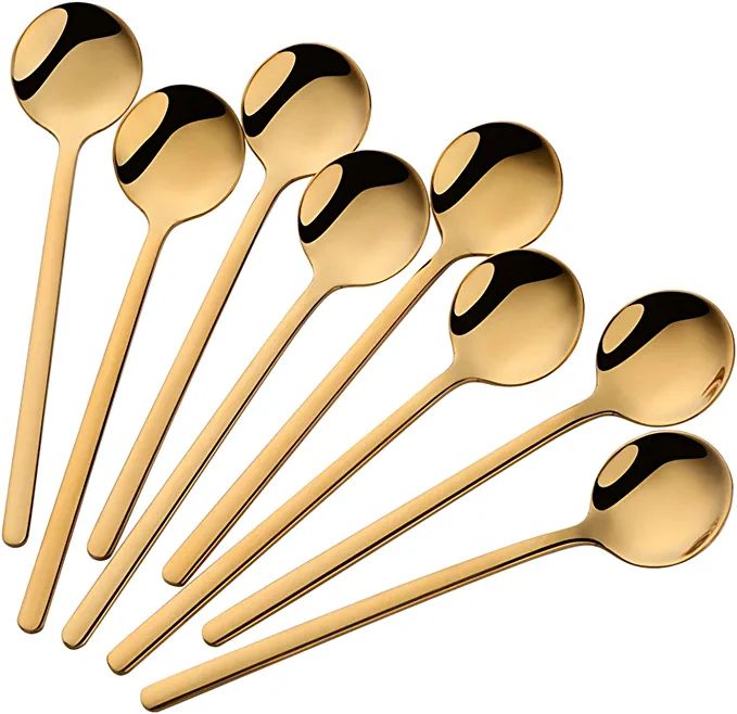Espresso Spoons Set of 8, Poylim Cute Small Coffee Spoons, 18/10 Stainless Steel Gold Demitasse S... | Amazon (US)