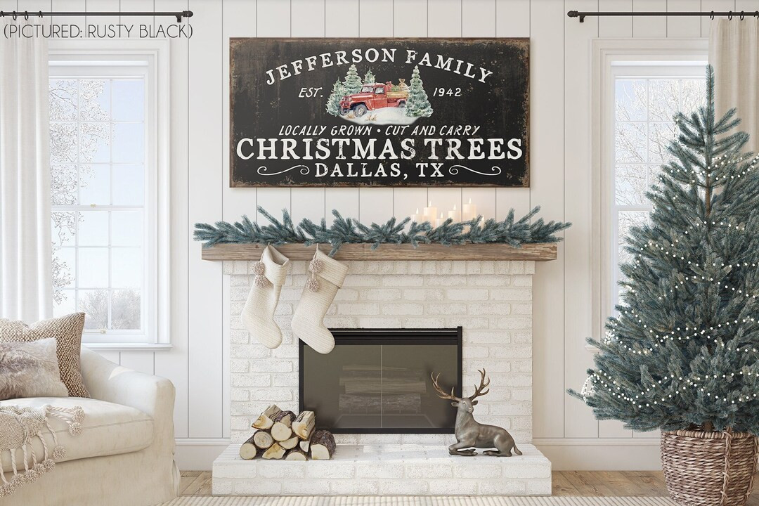Primitive Christmas Tree Farm Sign Personalized Rustic Christmas Decor for Winter Holidays Victor... | Etsy (US)