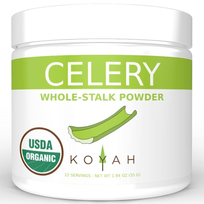 KOYAH - Organic USA Grown Celery Powder (1 Scoop = 1/2 Cup Fresh): 22 Servings, Freeze-dried, Who... | Amazon (US)