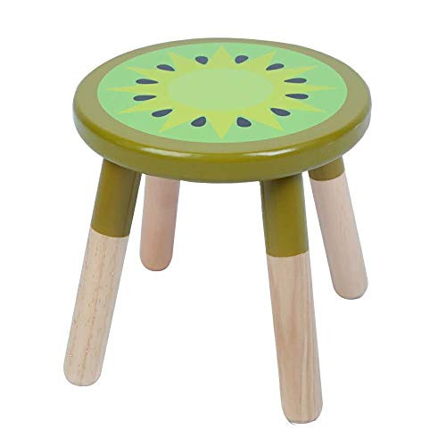 RUYU 9 Inch Kids Solid Hard Wood Fruit Stool for Sitting, Crafted Hand-Painted Wood with Assembled Four-Legged Stool, Bedroom, Playroom, Lemon Furniture Stool for Children,Toddler Boys, Girls(Kiwi) | Amazon (US)