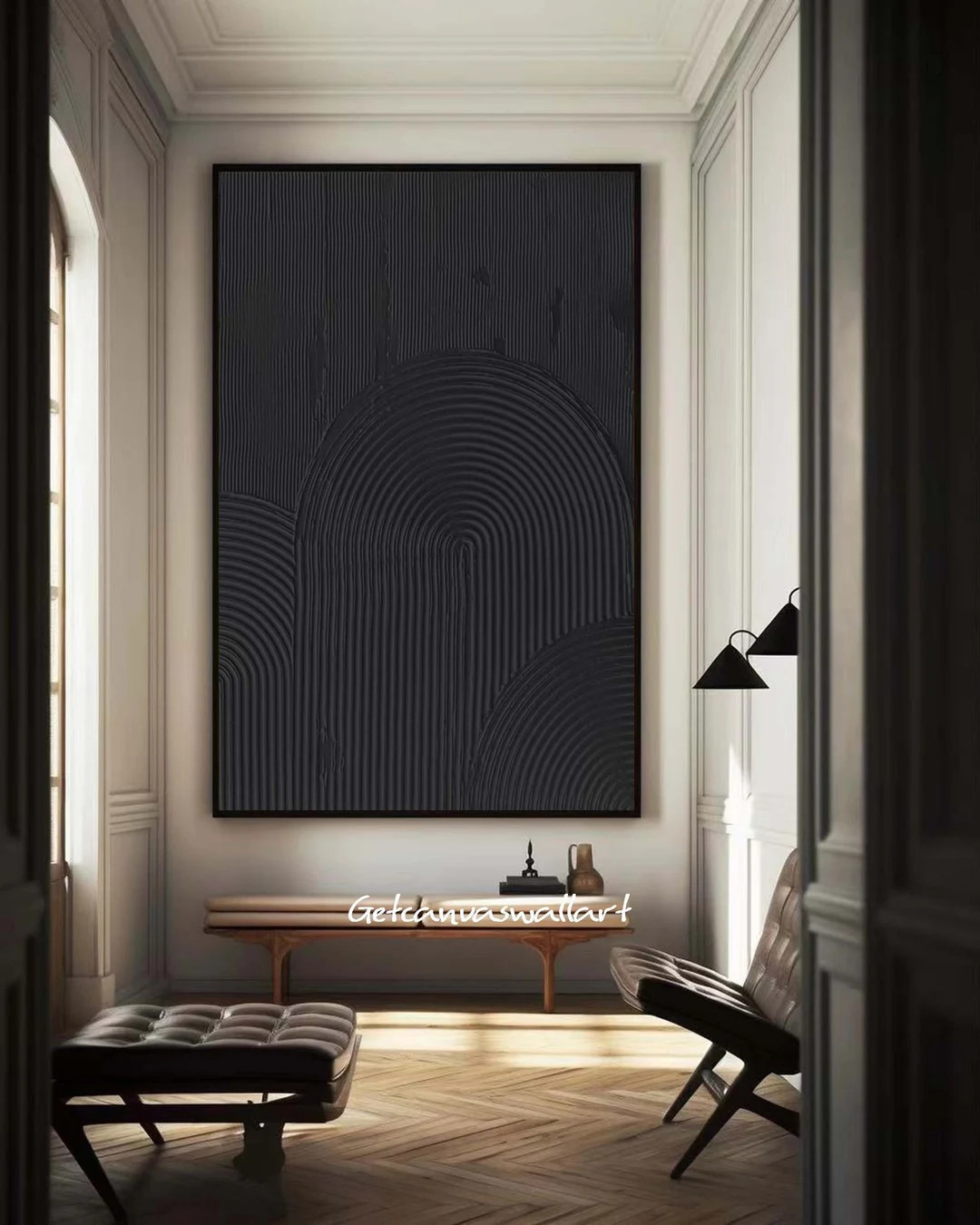 Black Textured Wall Art Black Minimalist Painting Black 3D Plaster Painting on Canvas Wabi Sabi W... | Etsy (US)