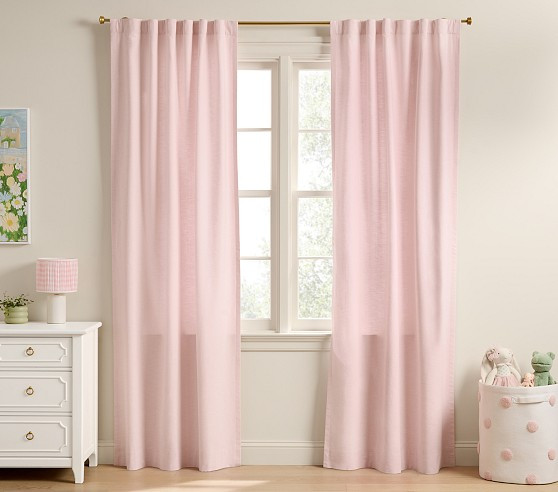 Evelyn Linen Light-Filtering Curtain | Pottery Barn Kids