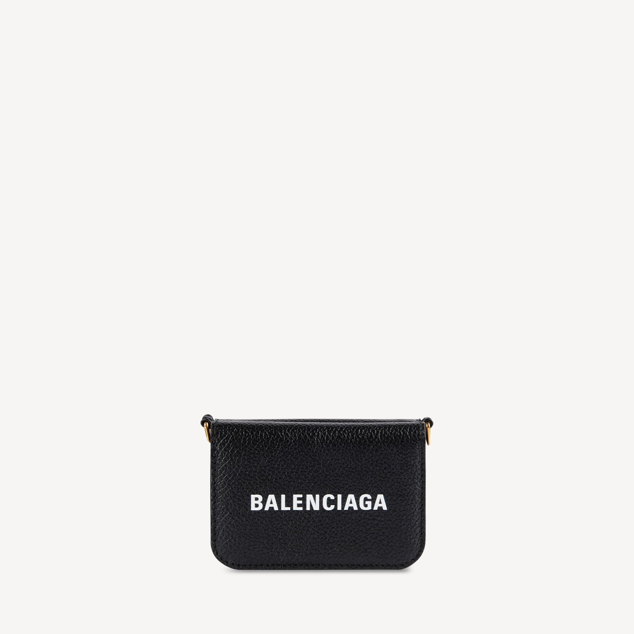 Women's Cash Mini Wallet On Chain in Black/white | Balenciaga
