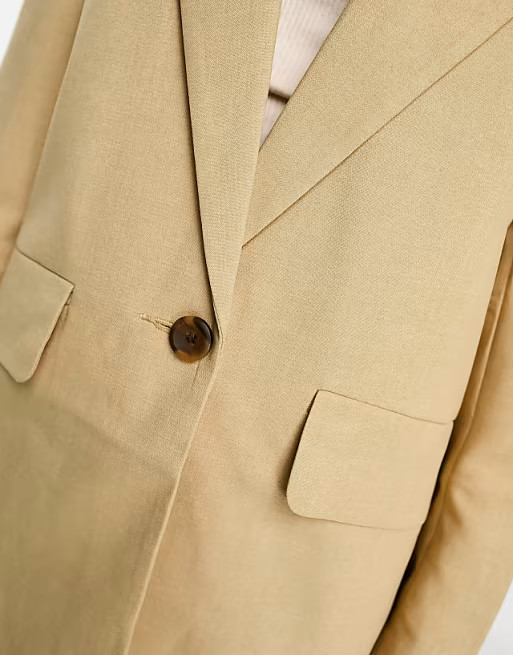 ASOS DESIGN new perfect long line shape blazer in stone | ASOS (Global)