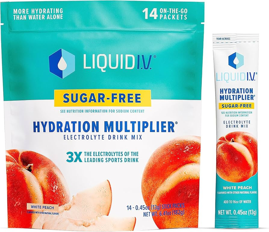 Liquid I.V. Sugar-Free Hydration Multiplier - White Peach – Hydration Powder Packets | Electrol... | Amazon (US)
