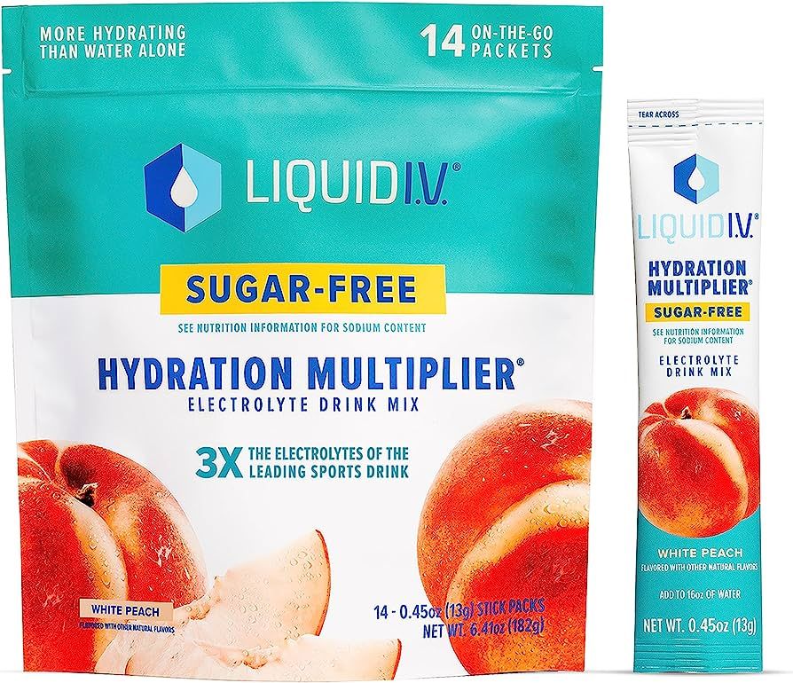 Liquid I.V. Sugar-Free Hydration Multiplier - White Peach – Hydration Powder Packets | Electrol... | Amazon (US)
