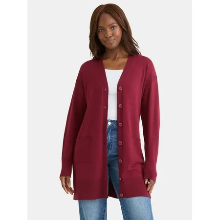 Time and Tru Women’s Longline Button Front Cardigan Sweater, Lightweight, Sizes XS-XXXL | Walmart (US)
