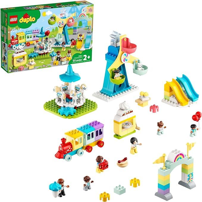 LEGO DUPLO Town Amusement Park Fairground 10956 Building Set - Featuring 7 Duplo Figures, Trains,... | Amazon (US)