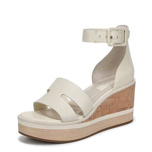 Franco Sarto Women's Madaya Wedge Sandal Marshmallow White Leather 7 M | Amazon (US)