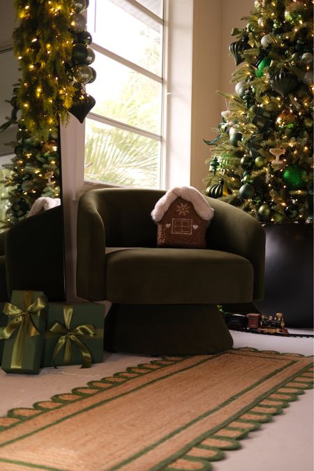 Amazon home decor. Amazon Christmas decor. Green accent chair. Amazon Christmas tree. #meandmrjones 

#LTKfindsunder50 #LTKfindsunder100 #LTKHoliday