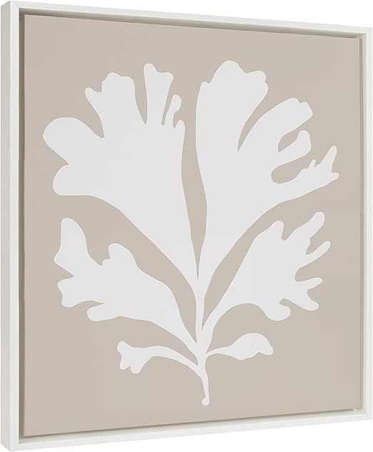 Kate and Laurel Sylvie Sophisticated Neutral Coral Beige Framed Canvas Wall Art by The Creative B... | Amazon (US)