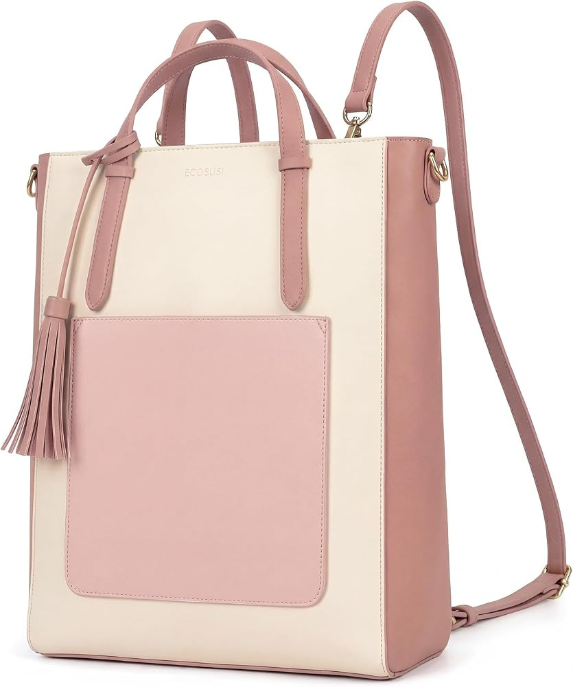 ECOSUSI Tote Bag Convertible Backpack for Women Vegan Leather Handbag Multifuction Shoulder Bag | Amazon (US)