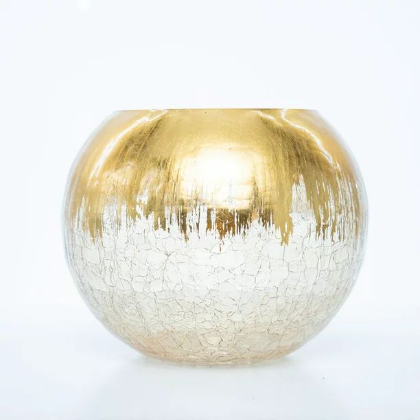 Efavormart 6" Gold Foiled Crackle Glass Flower Vase, Bubble Vase - Walmart.com | Walmart (US)