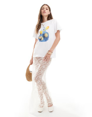 ASOS DESIGN sheer lace maxi skirt in white | ASOS | ASOS (Global)