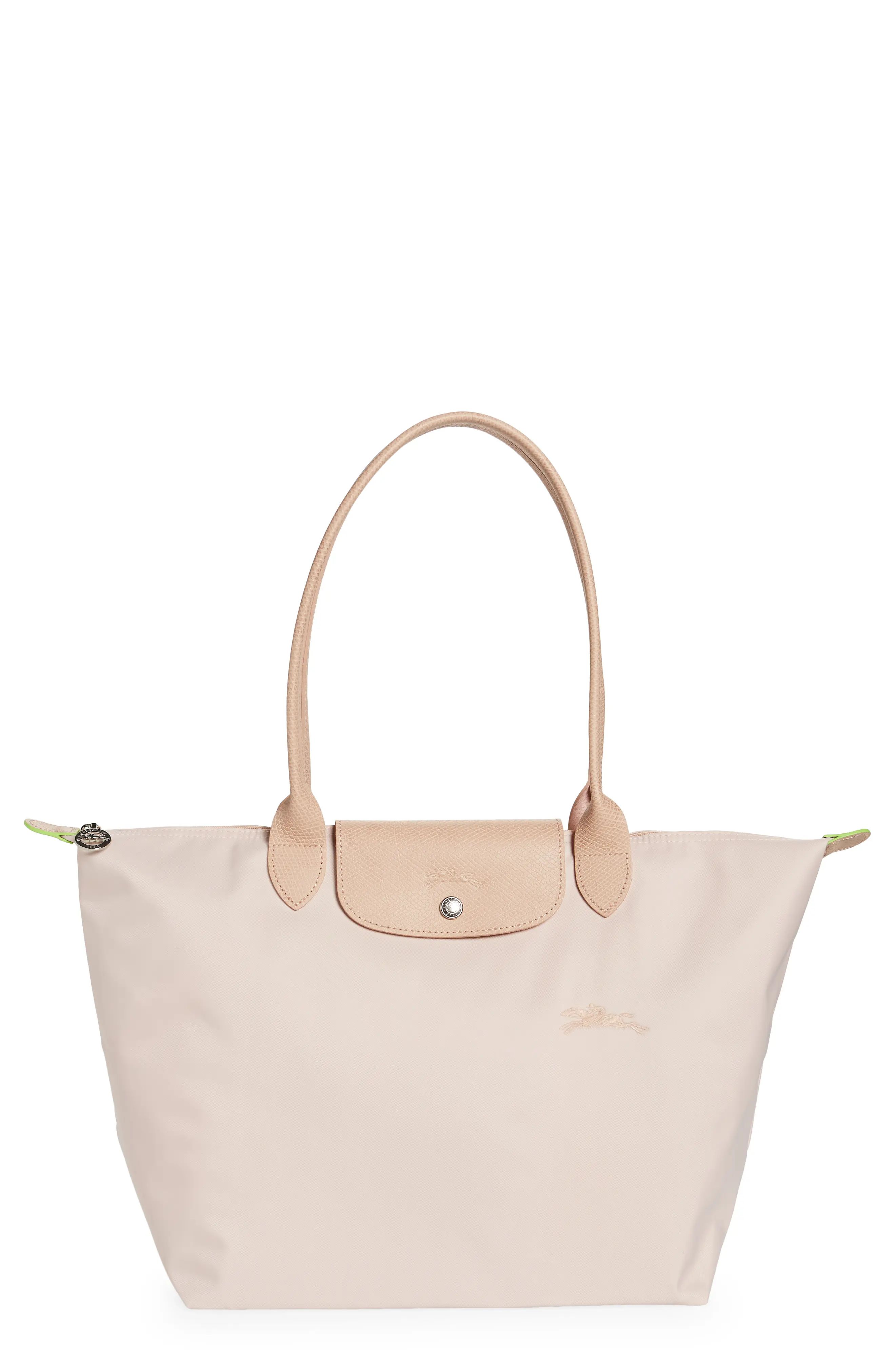 Longchamp Le Pliage Green Recycled Canvas Large Shoulder Tote in Flowers at Nordstrom | Nordstrom