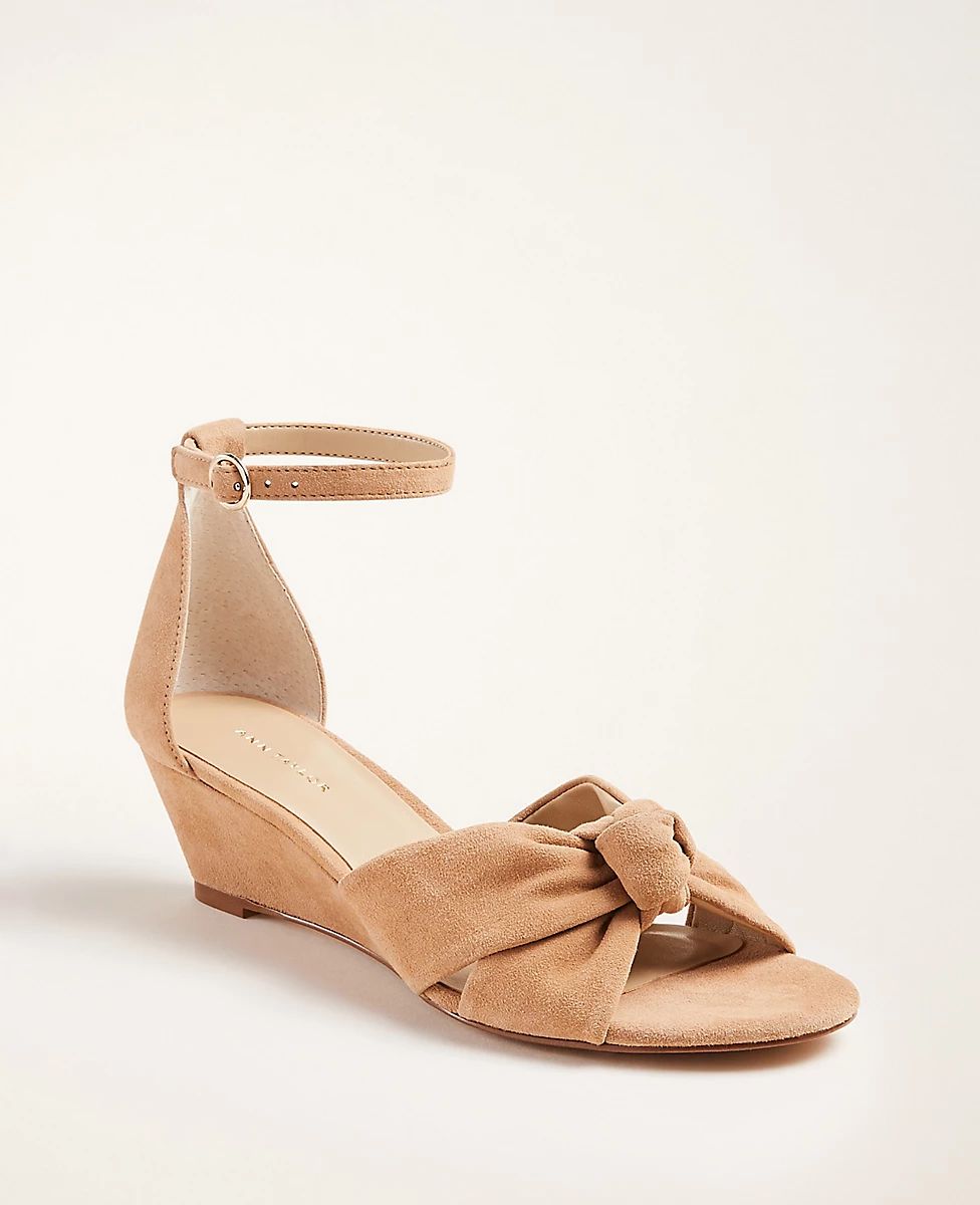 >Kaylin Suede Knot Wedge Sandals | Ann Taylor (US)