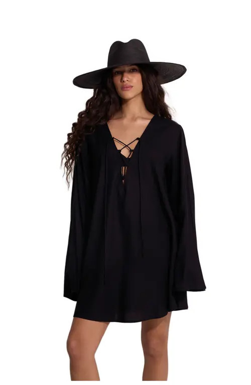 Gottex Beach Life Mist & Sand Mini Dress Cover-Up in Black at Nordstrom | Nordstrom