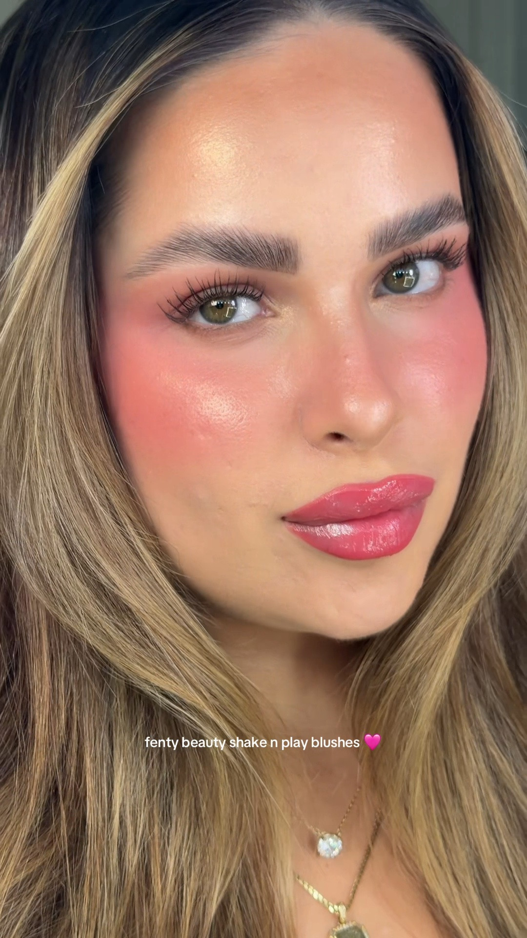 the most satisfying blush ever 🤭 @Fenty Beauty wearing shades bow peep, fyia papaya, and wild berry whip #blush #fentybeauty #fentybeautyblush #blushhack #makeuptutorial