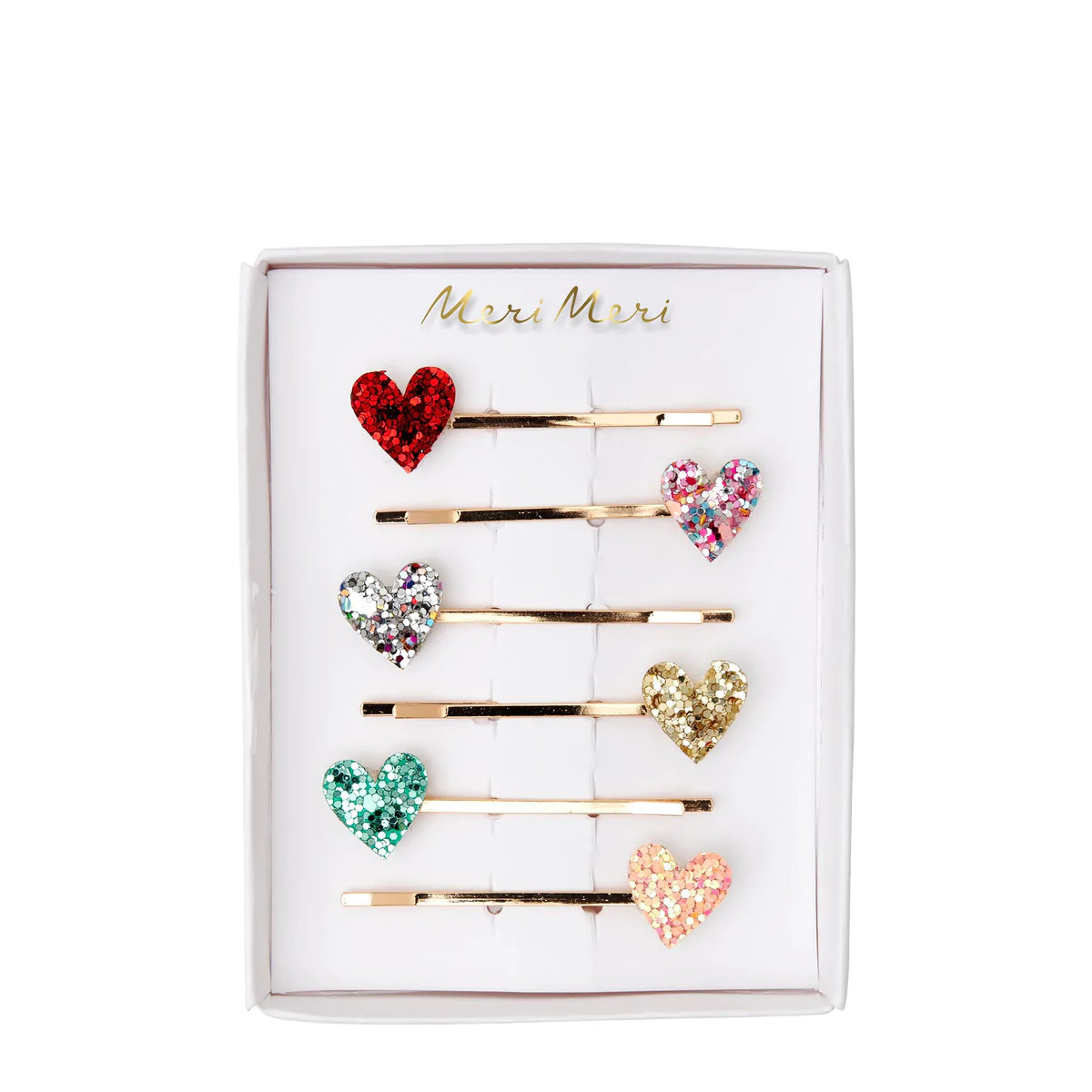 Glitter Heart Hair Slides (x 6) | Meri Meri