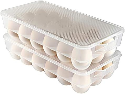 Eslite Covered Egg Holder,Egg Storage for Refrigerator,Fits 18 Eggs,Pack of 2 | Amazon (US)