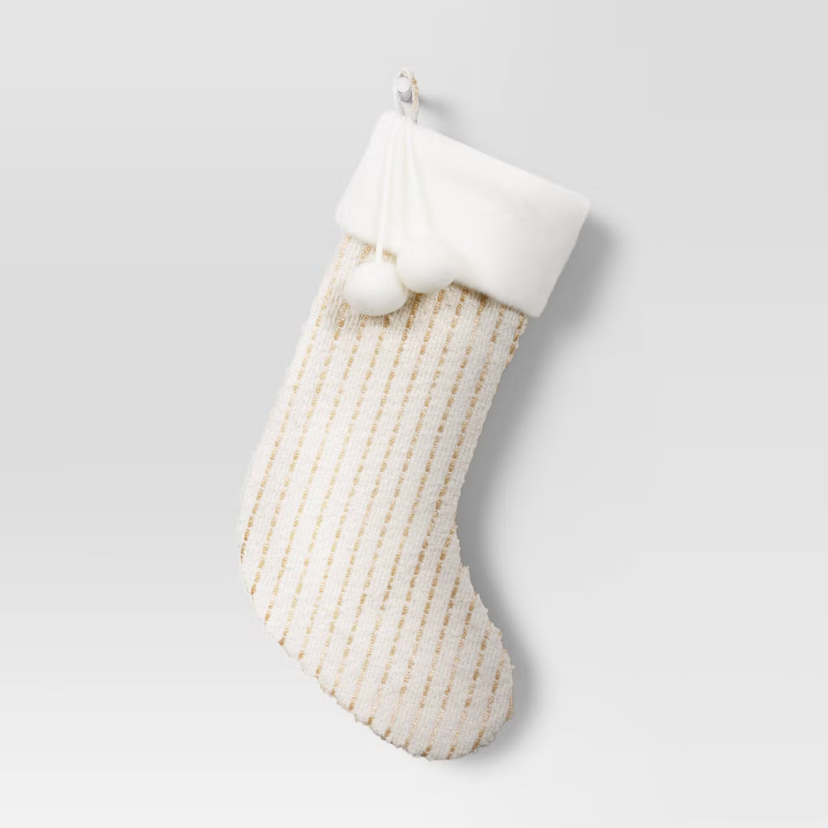20" Metallic Striped Christmas Stocking with Pom Poms - Wondershop™ | Target