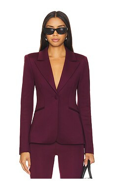 Good American Classic Fitted Blazer in Oxblood002 from Revolve.com | Revolve Clothing (Global)