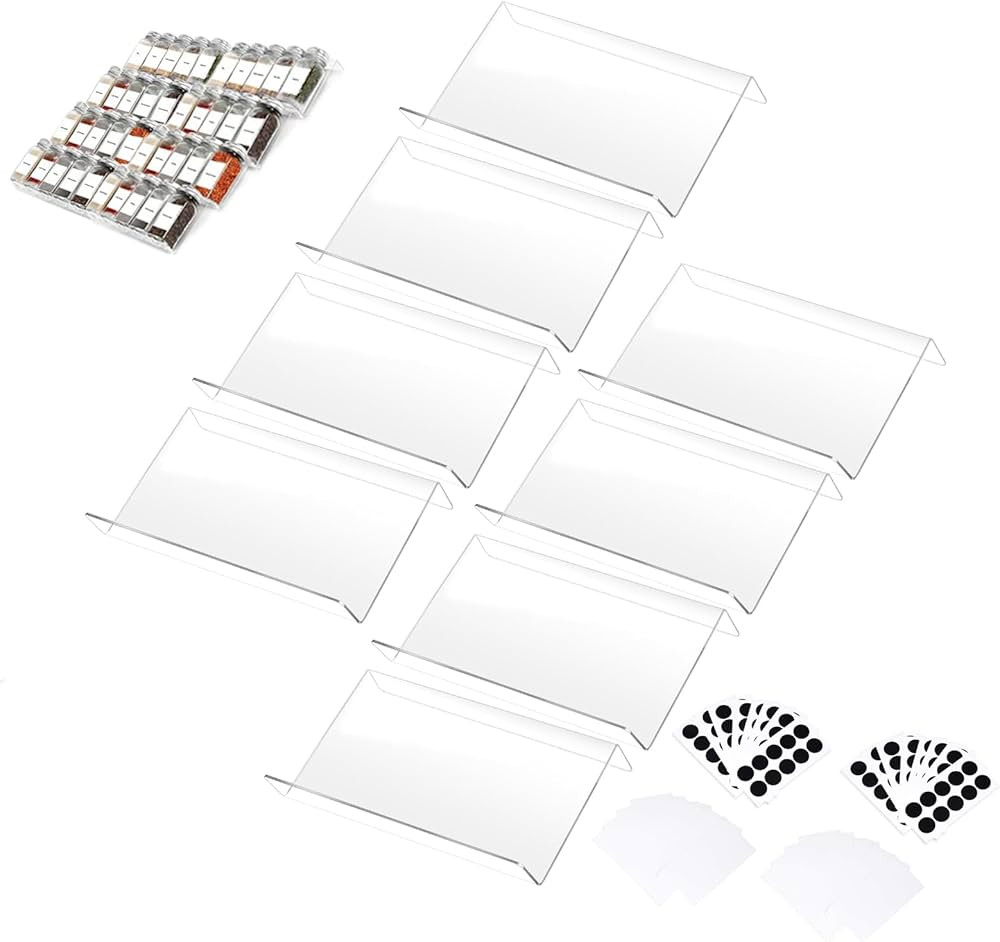 Acrylic Kitchen Spice Rack,Acrylic Spice Drawer Organizer,4 Tier- 2 Set,with 320 Labels,Organize ... | Amazon (US)