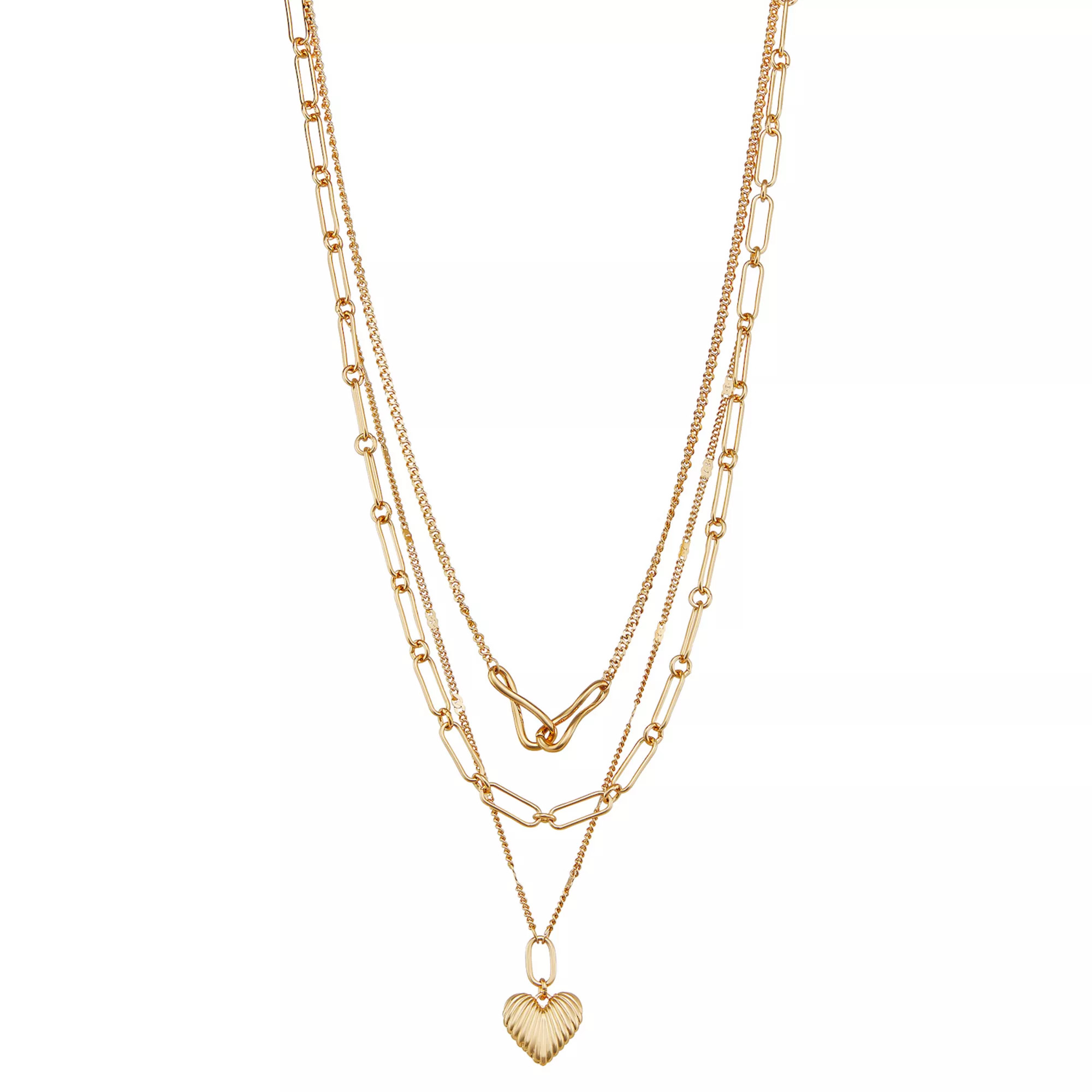 Nine West Gold Tone Heart Multi-Row Necklace | Kohl's