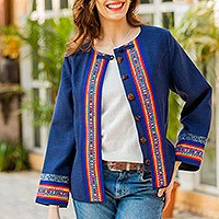 Cotton blend jacket, 'Navy Heritage' | NOVICA