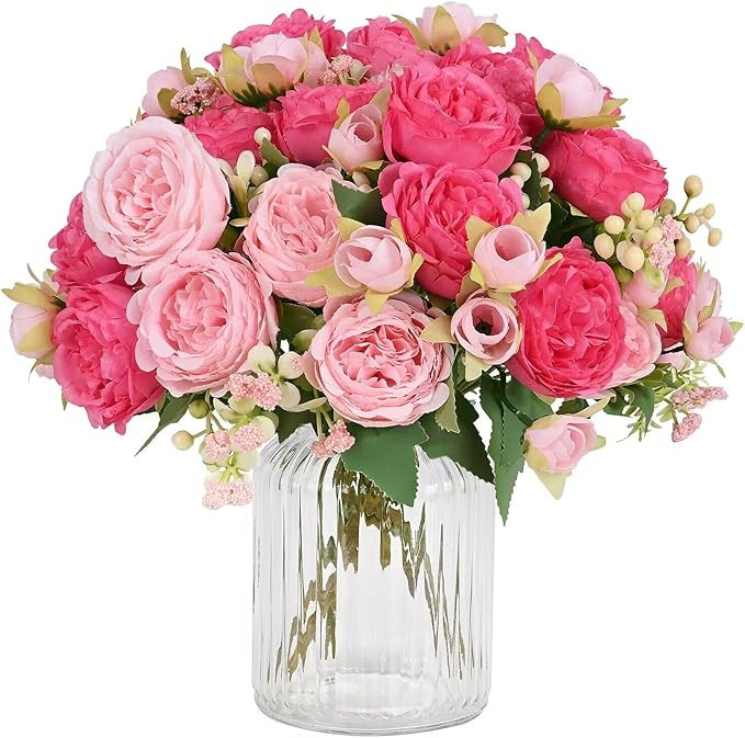 MARTINE MALL 4 Packs Peonies Artificial Flowers, Mixed Pink Artificial Peonies, Silk Peonies Flow... | Amazon (US)