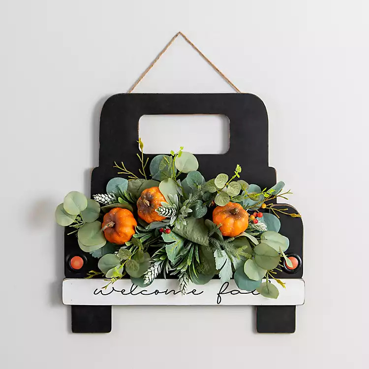 Navy Truck and Pumpkin Floral Wall Plaque | Kirkland's Home
