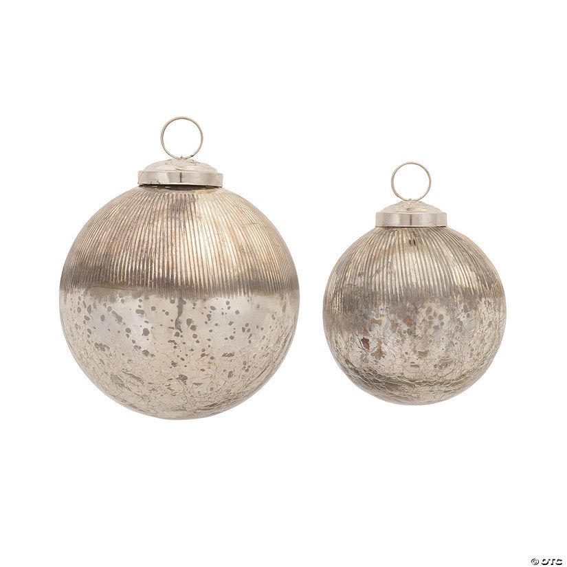 Distressed Crackle Ball Ornament (Set Of 12) 3"D, 4"D Glass | Oriental Trading Company