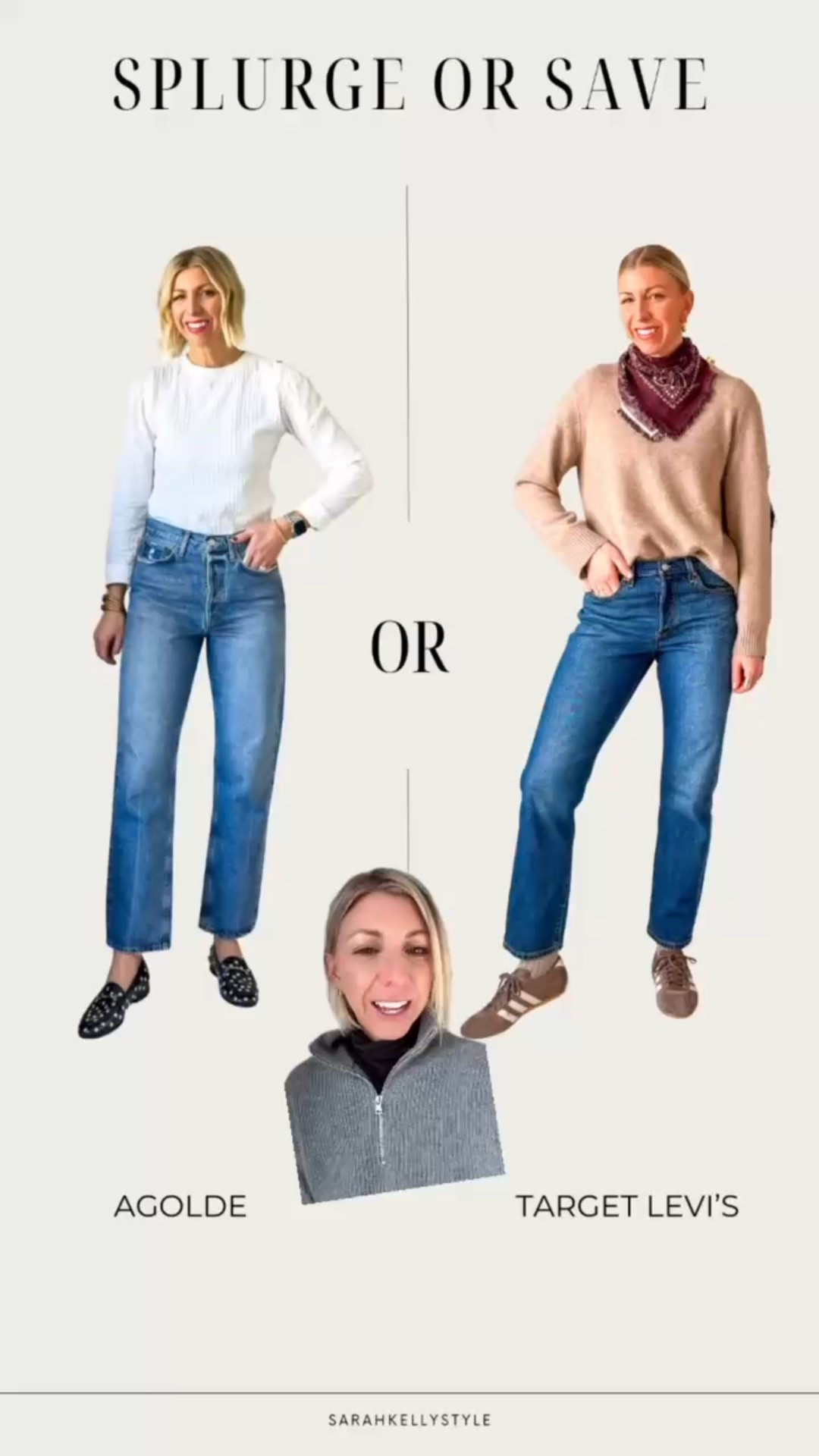 Such a good splurge vs save!
Agolde: For reference, I am 5’10” and wearing my true to size 28. Rise is 12.5”, inseam 29” and 100% cotton. Fit Tip: no stretch, size up if you are curvy or in between!
Levi’s: I am wearing my try to size 28!

#LTKootd #LTKmomlife #LTKSeasonal