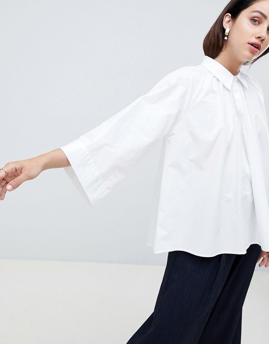 ASOS WHITE blouse with gather neck detail - White | ASOS US