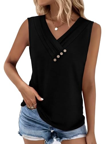 Sampeel Sleeveless Tank Tops for Women Tank Tops Flowy V Neck Summer Tshirts Basic Resort Wear Be... | Amazon (US)