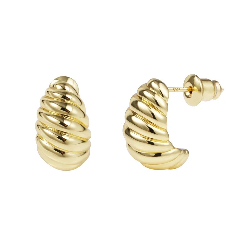 Alexcraft Twisited Gold Chunky Hoop Earrings for Women - 14K Gold Plated Lightweight C Shaped Hoo... | Walmart (US)