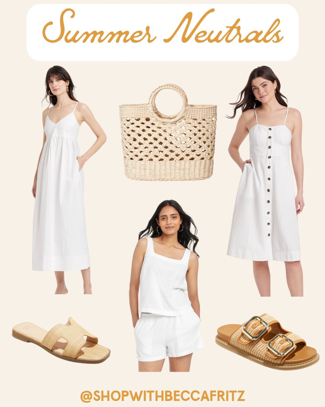 Summer whites + woven textures = effortless chic 🤍 These 🎯 finds are giving quiet luxury on a budget…easy, breezy, and under $40! Which one’s your fave? 🤍 
#BeccaFritzFinds #SummerOutfits

#LTKSaleAlert #LTKFindsUnder50 #LTKSummerEdit