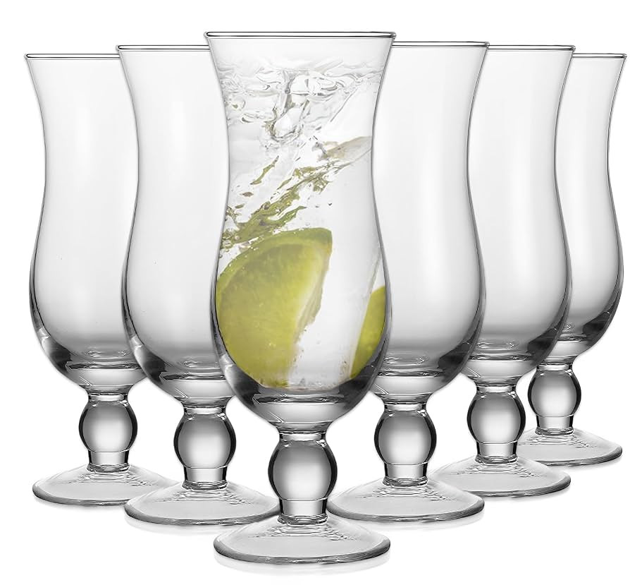 Cheardia 6 Pack Hurricane Glass, 14 oz Pina Colada Glasses Clear Tulip Drinking Cups for Juices, ... | Amazon (US)