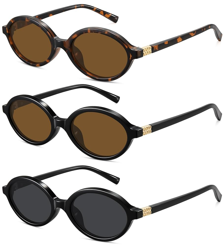 WOWSUN Retro Oval Sunglasses Womens Trendy Sun Glasses Sunnies UV400 Protection | Amazon (US)