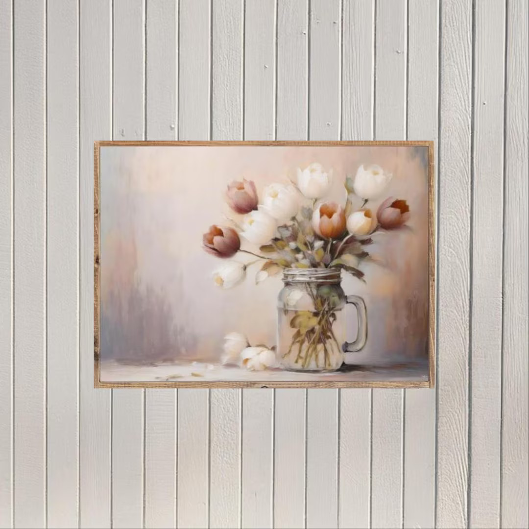 Tulips in a Jar Canvas Printed Sign - Etsy | Etsy (US)