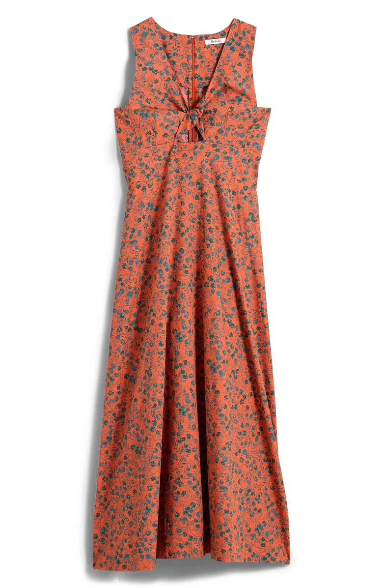 Floral Twist Front Poplin Midi Dress | Nordstrom Rack