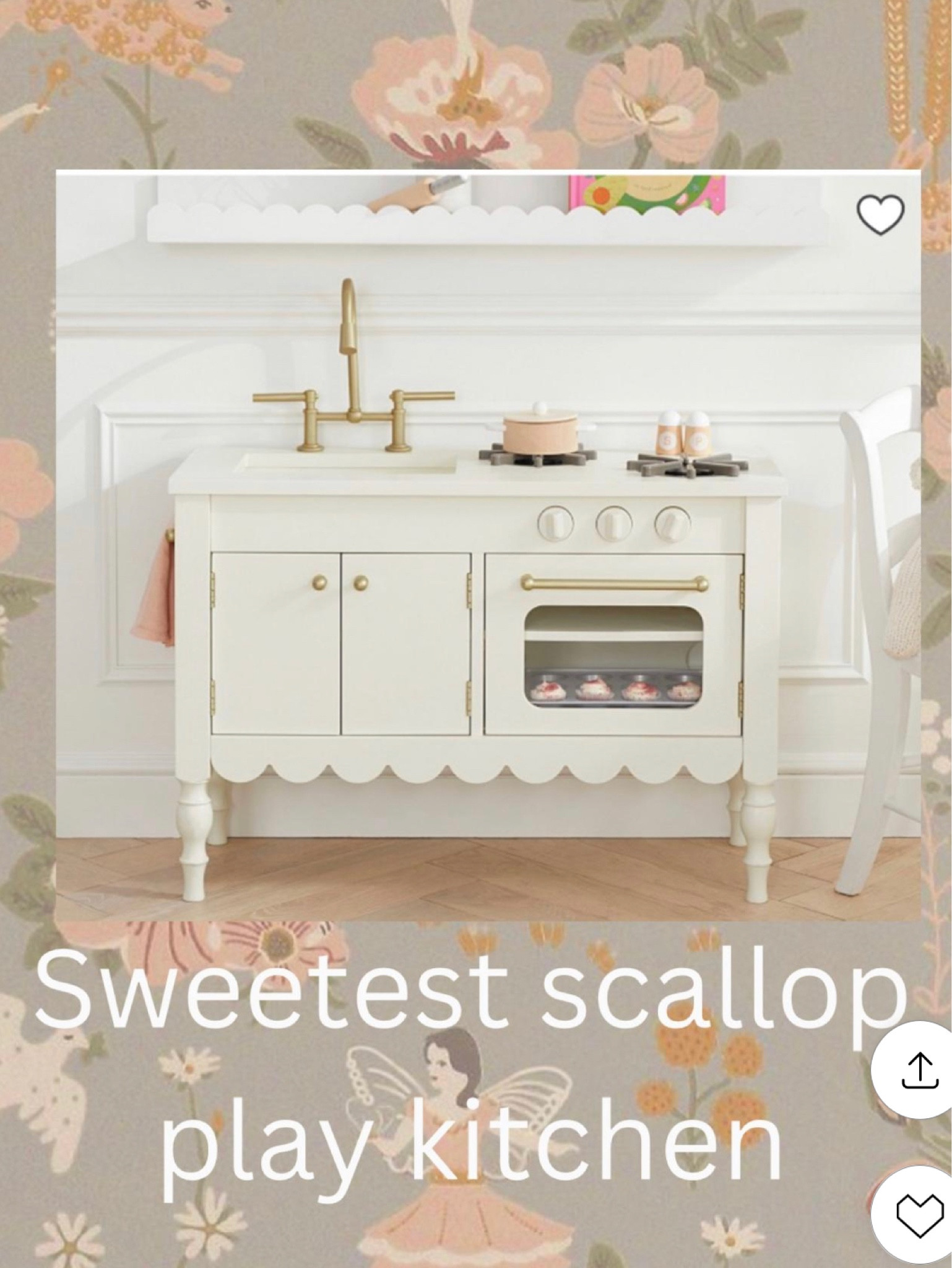 On sale for $100 off!!! Cutest scallop play kitchen #giftguide #giftideas #babygirl #girlsgifts #playkitchen 

#LTKsalealert #LTKHoliday #LTKkids