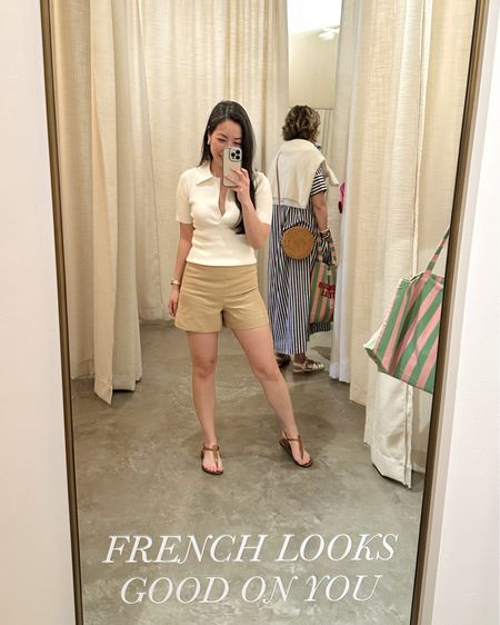 tried on these high waisted shorts & knitted top 💯 ready for summer!! wearing size small in the collared sweater and US4 in the shorts! ✌️ {05.18.24}

#LTKTravel #LTKSeasonal