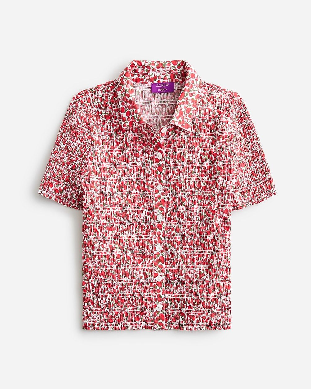 Smocked button-up shirt in Liberty&reg; Eliza's Red fabric | J.Crew US